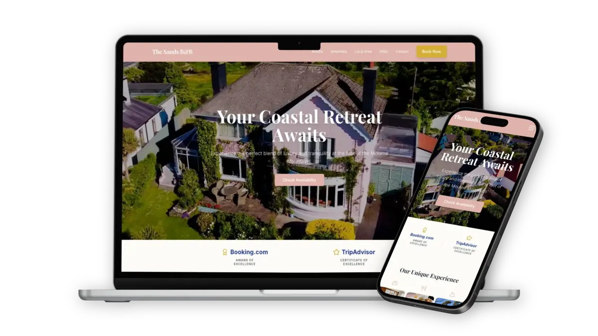 Custom Website Design Mockup featuring The Sands B&B